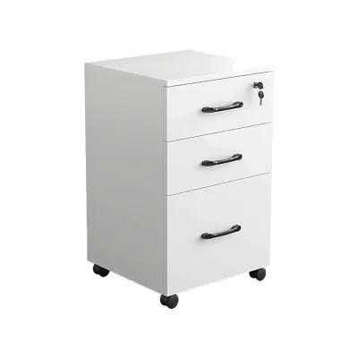 Desk Wagon, Caster Cart, Bedside Table, 3-Drawer Chest, Cabinet, Side Cart, Office Wagon, Side Table, Under-Desk Storage, A4 Size Compatible, Large Capacity, Easy Assembly, Wooden, Dimensions: 40cm W x 38cm D x 68cm H - White/14.84'' x 15.83'' x 26.97''