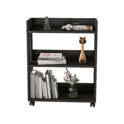 Bookshelf,Small Bookcase,3-Tier Storage Organizer,Industrial Shelving Unit for Home Office,Living Room,Dormitory,25" H - Black