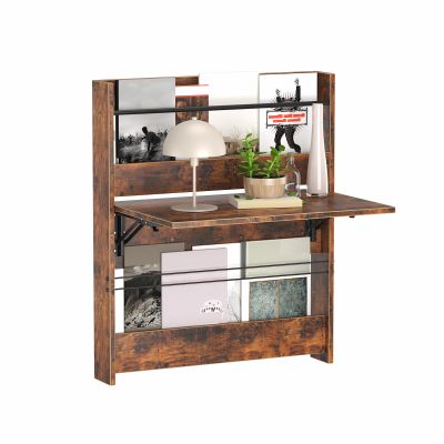 Wall Mounted Desk,Wall Mounted Table for Bedroom Bathroom Living Room - Brown/24.8" x 3.94" x 29.53"