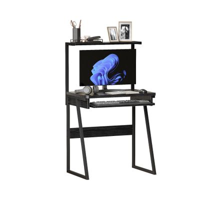 Computer Desk with Hutch and Bookshelves，Computer Desk with Shelves，Gaming Desk with Hutch，Computer Desk with Hutch for Home Office，Study， Work - Black/28.4" x 19.7" x 48.8"
