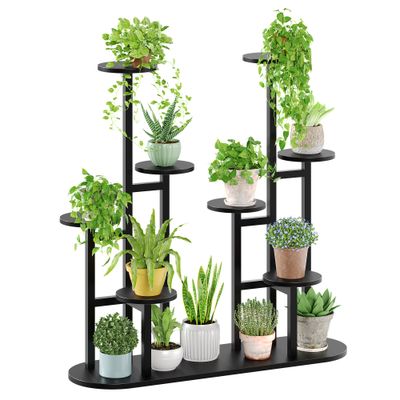 8 Tiered Tall Plant Stand for Indoor,39" Metal Plant Shelf Corner Display Rack,Multi-tier Planter Pot Holder Flower Stand for Living Room Balcony Garden Patio - Black