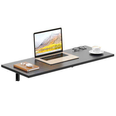 Wall Mounted Desk, 39.37 x 15.75 Inch, Floating Folding Table with Heavy-Duty Brackets, Laundry Room Folding Table Station, for Home Office, Computer, Laptop - Black
