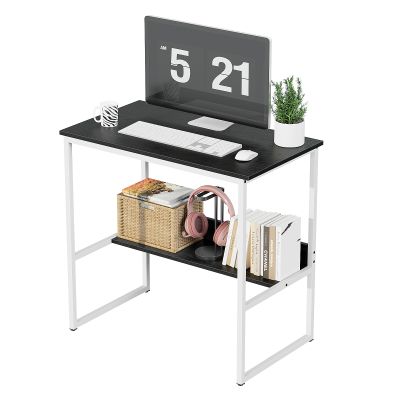 31.5 Inch Computer Desk, Modern Simple Style Desk for Home Office, Study Student Writing Desk with Storage Space for Books, Rustic Writing Desk for Home, Bedroom, Office, Black