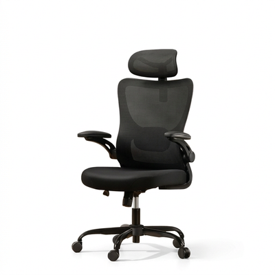 Ergonomic Office Chair: Office Desk Chair with High Back Mesh and Adjustable Lumbar Support Rolling Work Swivel Task Chairs with Wheel 3D Armrests and Headrest - 117*60*58cm/Black