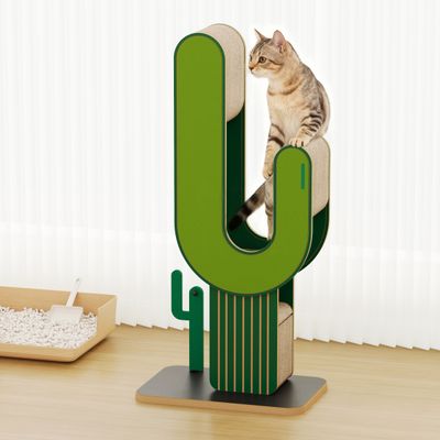 Multi-Level Tower Cactus Cat Tree for Climbing, Scratching, and Jumping with Sturdy Sustainable Design, Stylish Cat Furniture for Active Play and Home Decor
