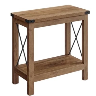2-Tier End Table, Side Table with Bottom Shelf, Nightstand for Small Spaces, for Living Room, Bedroom, Farmhouse Style - 11.8"x 23.6"x 21.6"/Brown
