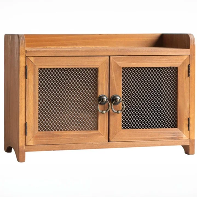 Storage Cabinet, Mini Countertop Cabinet, Wood Organizer for Kitchen Living Room Bedroom Bathroom Office with Magnetic Door - 6.5" x 14.5" x 10"/Brown