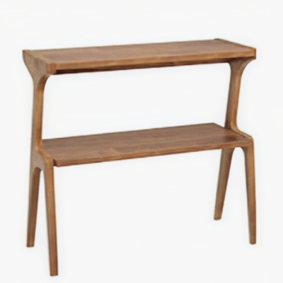 Solid Wood End Table, Modern Side Table for Couch, 2-Tier Narrow Tall End Table, Long Bedside Table for Living Room, Bedroom - 11.81" x 27.56" x 26.38"/Walnut
