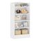 5-Shelf Multi-Functional Modern Wood Bookcase with Curved Design, Dust-Proof Baffle, and Sturdy Construction for Home Office - White